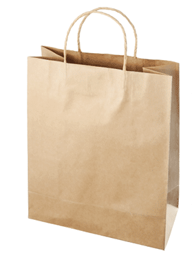 Empty Shopping Bag from craft paper, Recycled paper shopping bag on gray background